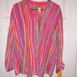 ✨️Rudy Rd Long Sleeve Stripped Shirt Size L Nwt